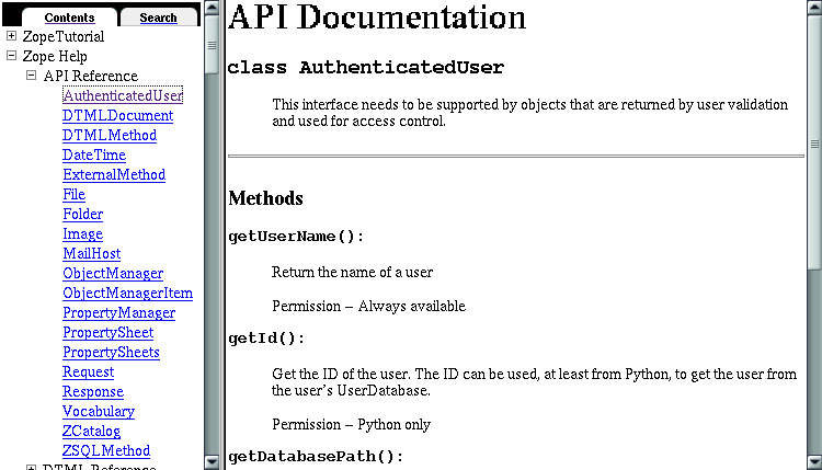 Zope API Documentation