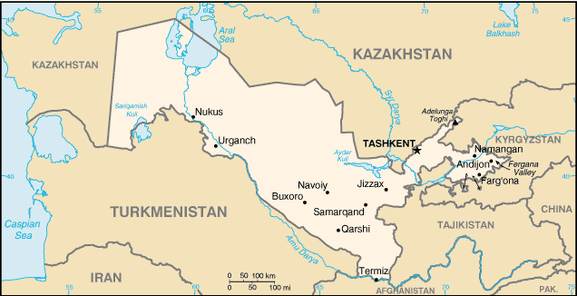 World Map Uzbekistan
