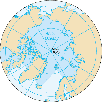 Map of Arctic Ocean