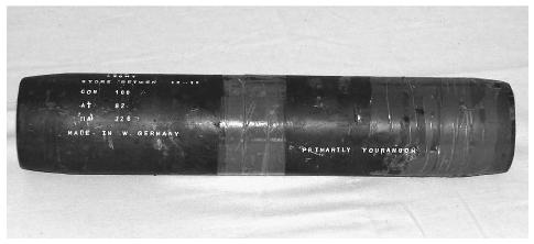 Weapons-grade uranium, captured near the Syrian border at Sanliurfa, Turkey, in Septemebr 2002, is displayed at the Sanliurfa paramilitary police headquarters. AP/WIDE WORLD PHOTOS.