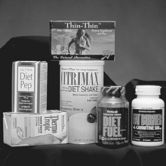 A sampling of common OTC weight loss products. (Photograph by Robert J. Huffman. Field Mark Publications. Reproduced by permission.)