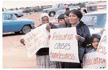 The forced relocation of Native Americans from their ancestral lands has fueled homelessness among that population. Other homeless people have lost their homes to pay for unexpected medical expenses, or because of economic hardship. [Corbis Corporation. Reproduced by permission.]