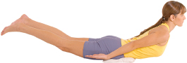 Stretch both arms backward, parallel to your body. Lift your head, your shoulders and finally your chest