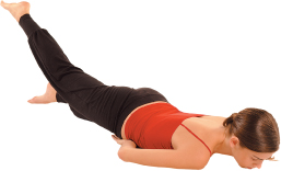 Lie on your belly, with your chin pressed to the floor. Place your forearms under your pelvis
