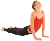 Inhale and lean on the lower part of your body, while you lift up your chest and shoulders and bend your head backward