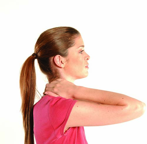 Place the palm of your hand on your neck and apply firm, circular massages