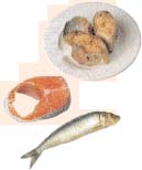 Mackerel, salmon and sardines